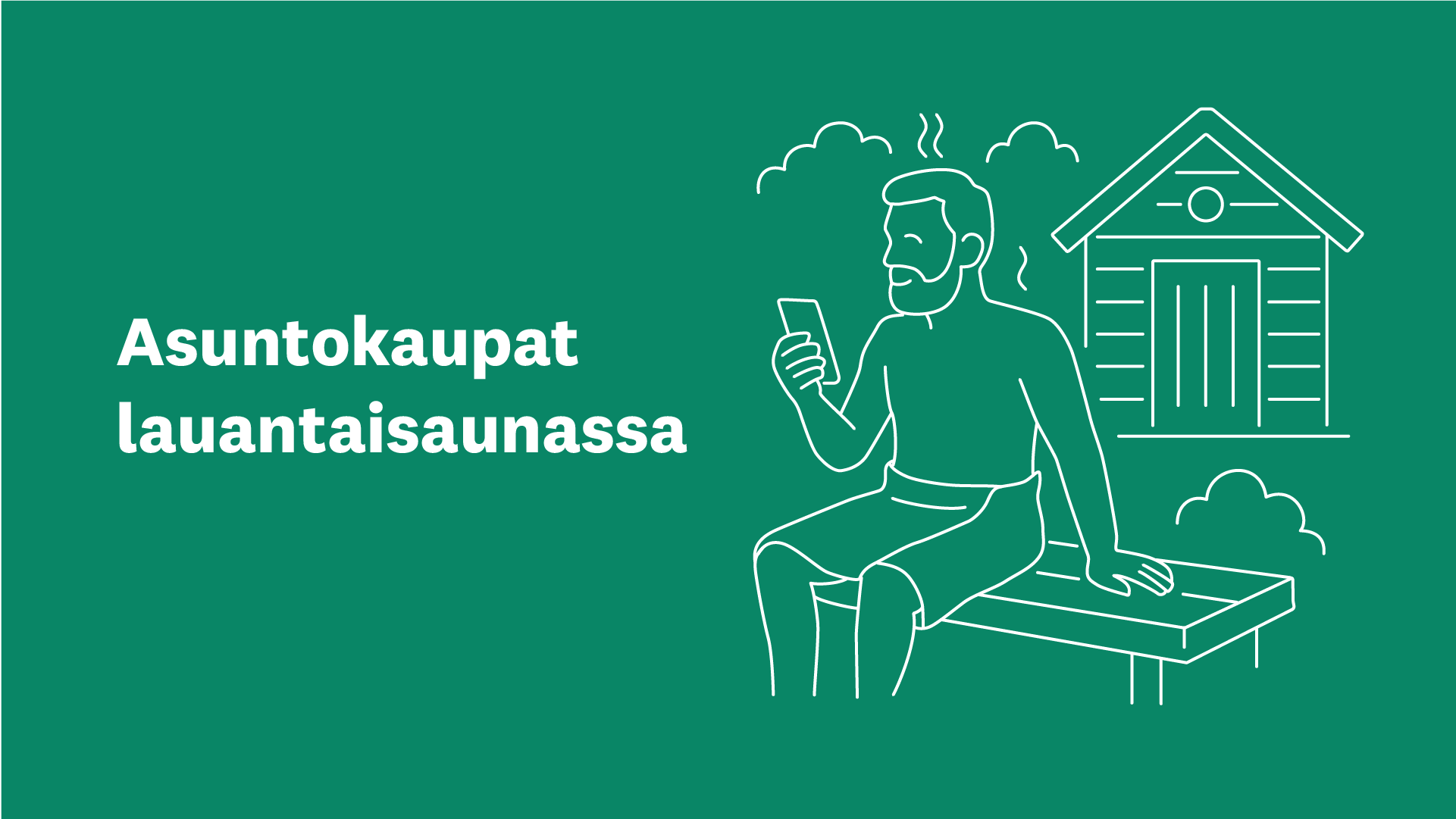 Ihminen tekemässä asuntokaupat puhelimellaan aamusaunasta käsin